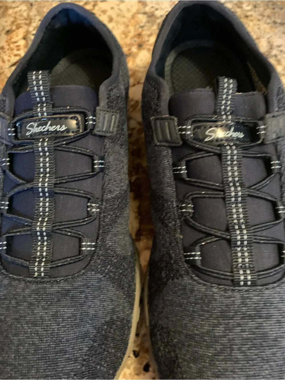 Skechers blue memory foam slip on tennis shoes size 8